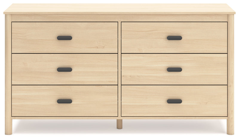 Cabinella Full Platform Panel Bed with Dresser and 2 Nightstands in Tan - PKG017227