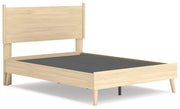 Cabinella Full Platform Panel Bed with Dresser and 2 Nightstands in Tan - PKG017227