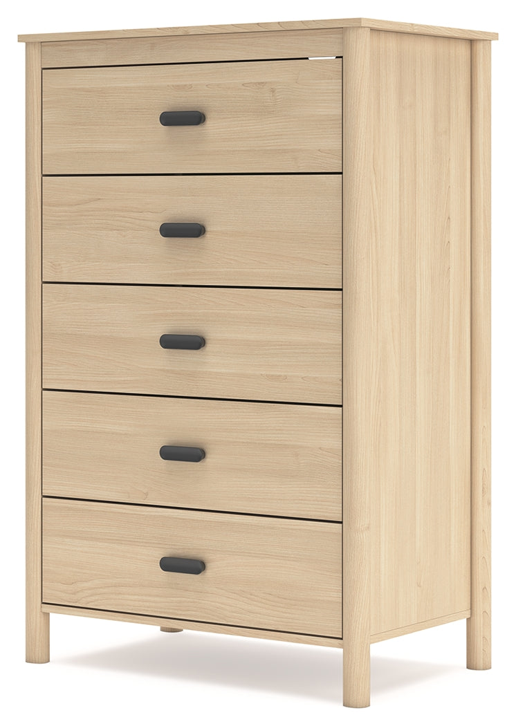 Cabinella Full Platform Panel Bed with Dresser and Chest in Tan - PKG017231