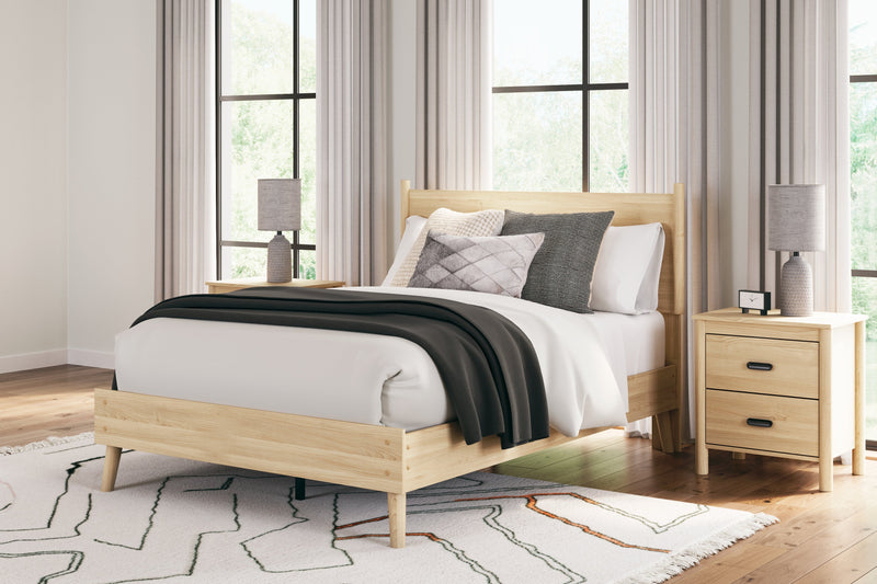 Cabinella Full Platform Panel Bed with Dresser and Chest in Tan - PKG017231