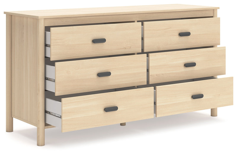 Cabinella Full Platform Panel Bed with Dresser and Chest in Tan - PKG017231