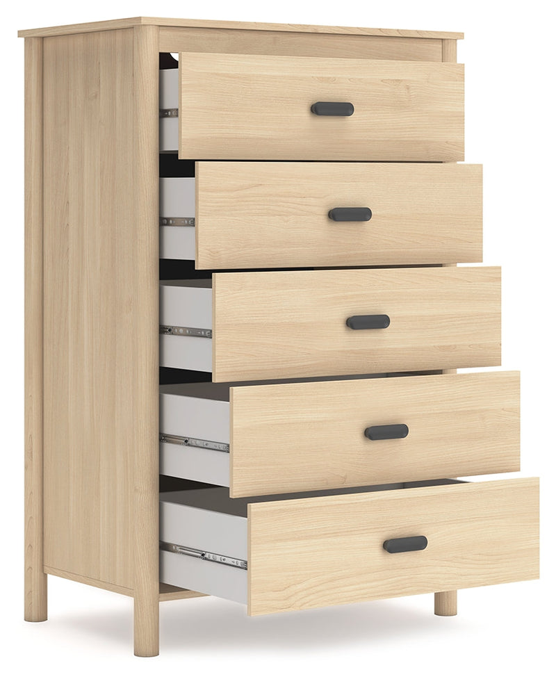 Cabinella Queen Panel Headboard with Dresser, Chest and 2 Nightstands in Tan - PKG017285