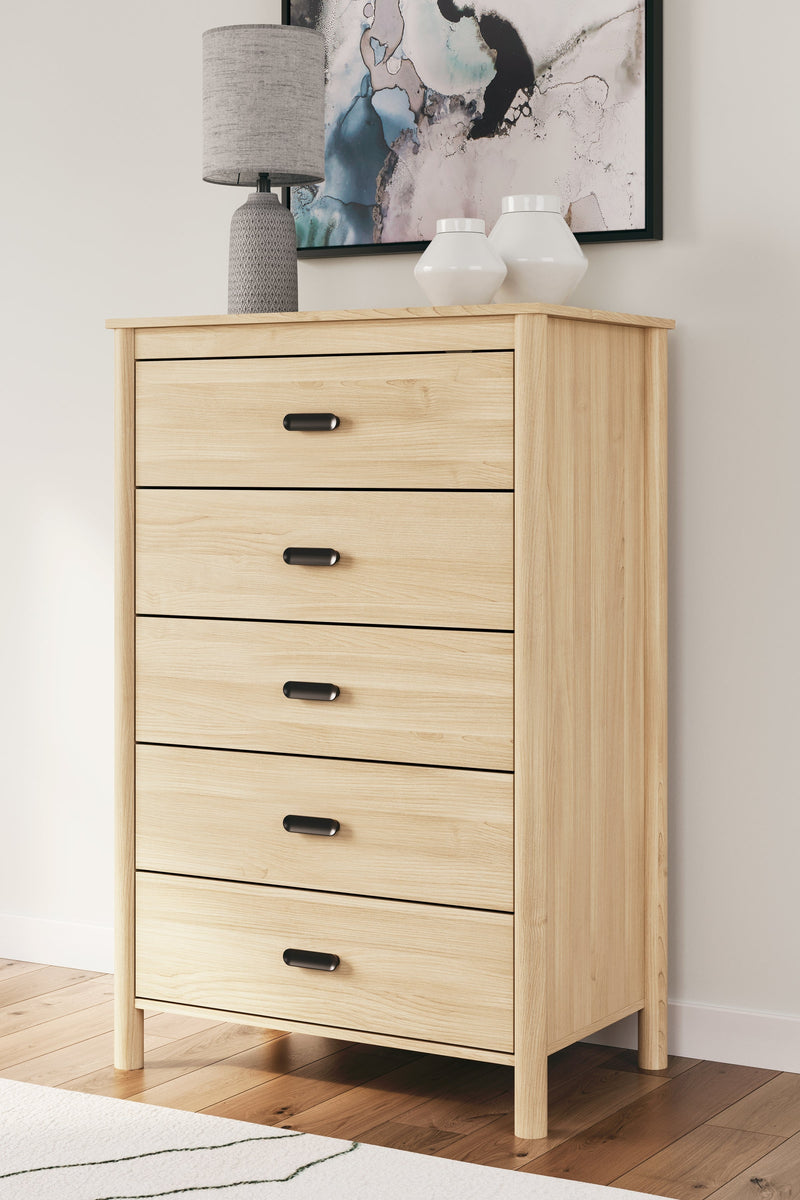Cabinella Queen Panel Headboard with Dresser, Chest and Nightstand in Tan - PKG017288