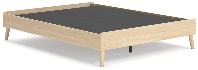 Cabinella Queen Platform Bed with 2 Nightstands in Tan - PKG017291