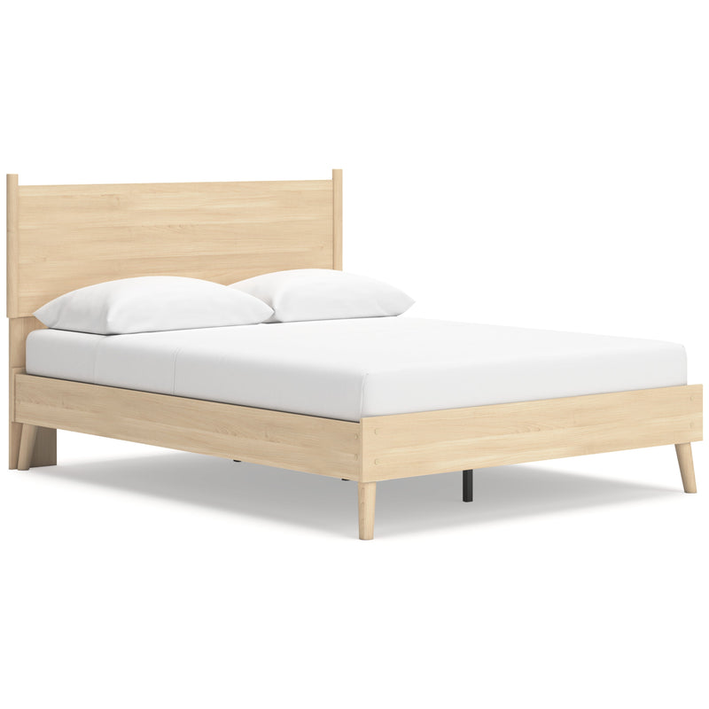 Cabinella Queen Platform Panel Bed with 2 Nightstands in Tan - PKG017298