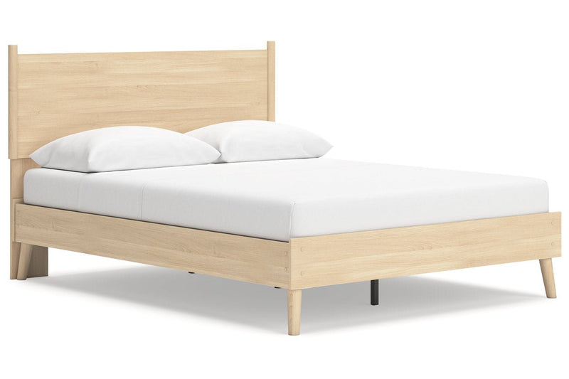 Cabinella Tan Queen Platform Panel Bed - DMV FurnitureQueen Bed