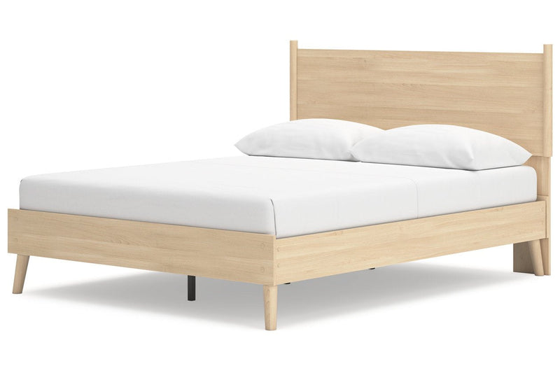 Cabinella Tan Queen Platform Panel Bed - DMV FurnitureQueen Bed