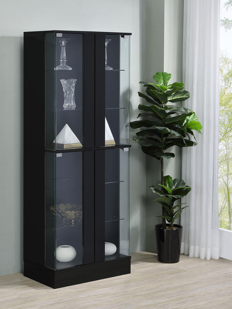 Cabra 4-door LED Curio Display Cabinet Black High Gloss - 950398