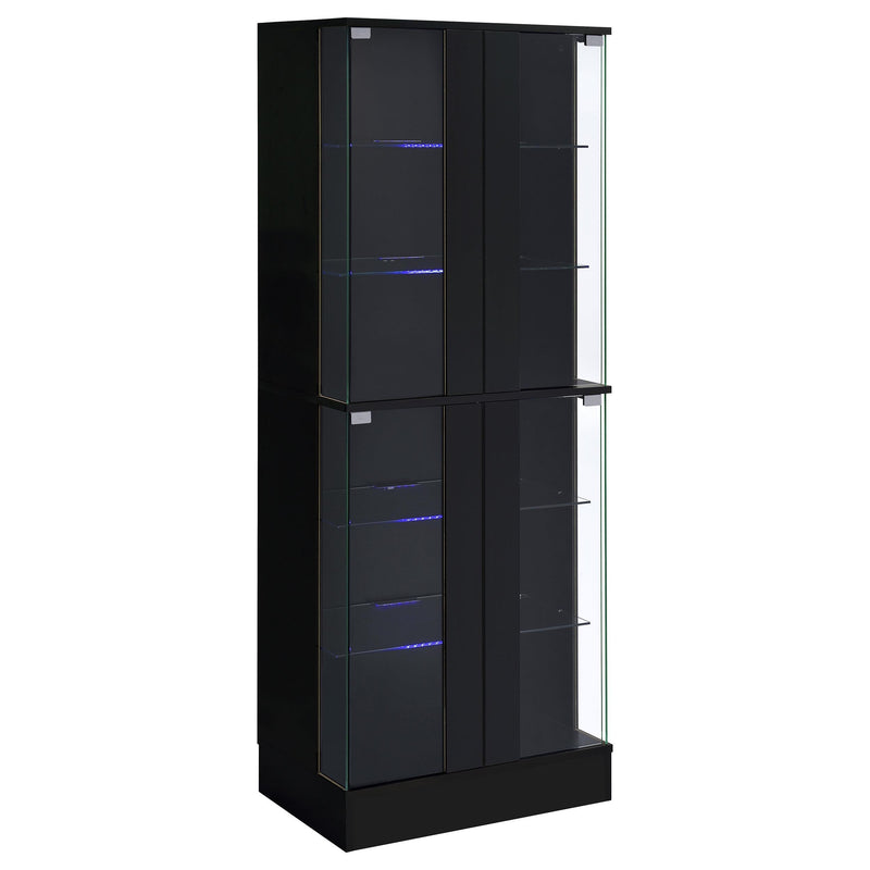 Cabra 4-door LED Curio Display Cabinet Black High Gloss - 950398