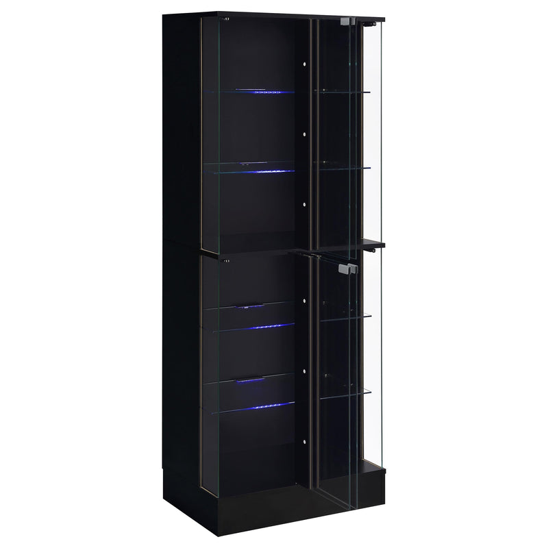 Cabra 4-door LED Curio Display Cabinet Black High Gloss - 950398