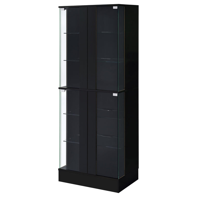 Cabra 4-door LED Curio Display Cabinet Black High Gloss - 950398