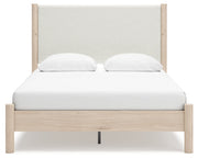 Cadmori Queen Upholstered Panel Bed with Mirrored Dresser in Two-tone - PKG018757