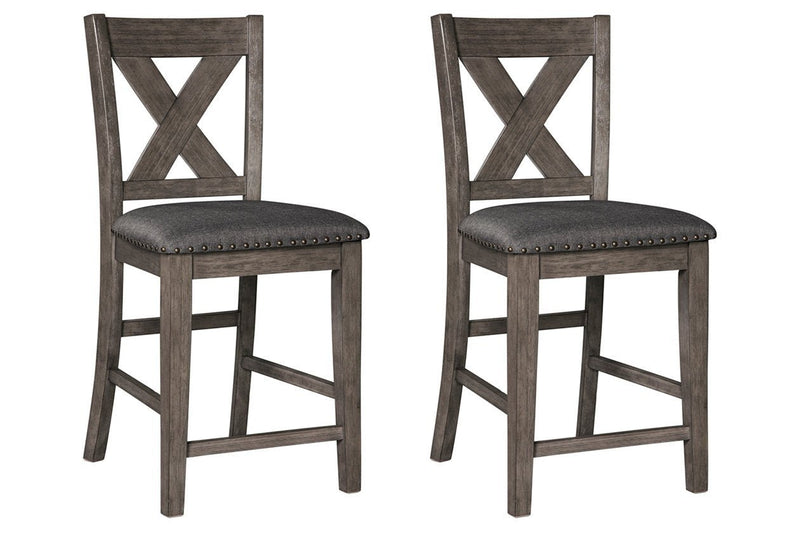 Caitbrook Gray Counter Height Upholstered Bar Stool (Set of 2) - DMV FurnitureBarstool