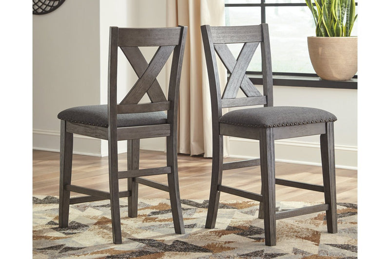 Caitbrook Gray Counter Height Upholstered Bar Stool (Set of 2) - DMV FurnitureBarstool