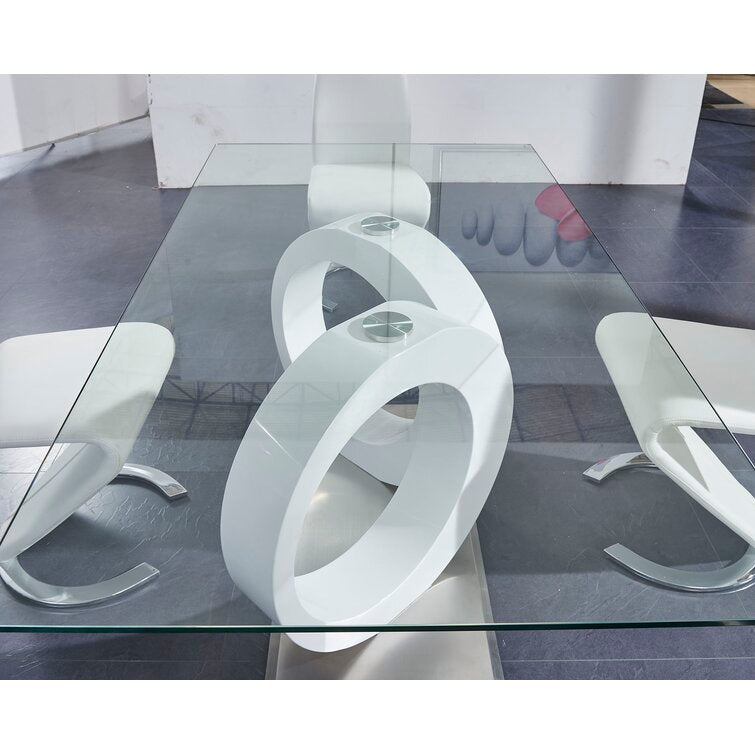 Calgary Gray Glass Top Table & PU Chair Dining Set - DMV FurnitureDining Room Set