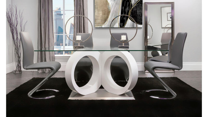 Calgary Gray Glass Top Table & PU Chair Dining Set - DMV FurnitureDining Room Set