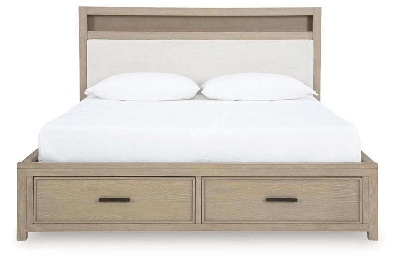 Calmoro California King Bookcase Bed with Dresser and Nightstand in Gray - PKG021402