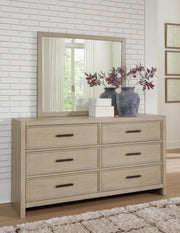 Calmoro California King Bookcase Bed with Mirrored Dresser and 2 Nightstands in Gray - PKG021396