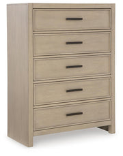 Calmoro California King Bookcase Bed with Mirrored Dresser, Chest and 2 Nightstands in Gray - PKG021397
