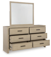 Calmoro King Bookcase Bed with Mirrored Dresser and Nightstand in Gray - PKG021327