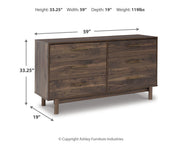 Calverson Full Panel Headboard, Dresser and 2 Nightstands in Mocha - PKG017844