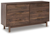 Calverson Queen Panel Headboard, Dresser and 2 Nightstands in Mocha - PKG017861
