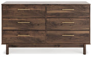 Calverson Queen Panel Platform Bed, Dresser and 2 Nightstands in Mocha - PKG017866