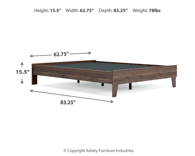 Calverson Queen Platform Bed, Dresser, Chest and Nightstand in Mocha - PKG017853