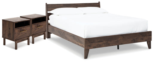 Calverson Queen Platform Bed with 2 Nightstands in Mocha - DMV FurnitureBedroom Set