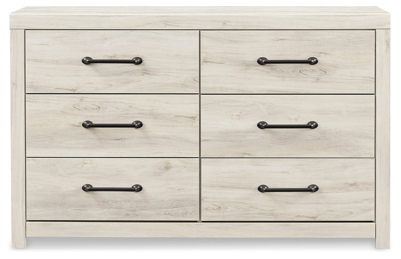 Cambeck Full Panel Bed with 2 Storage Drawers with Dresser in Whitewash - PKG002985