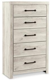 Cambeck Full Panel Bed with 2 Storage Drawers with Mirrored Dresser and Chest in Whitewash - PKG002990