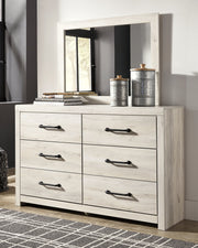 Cambeck Full Panel Bed with Mirrored Dresser in Whitewash - PKG003038