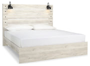 Cambeck Full Panel Bed with Mirrored Dresser in Whitewash - PKG003038