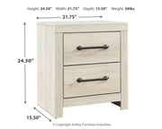 Cambeck King Panel Bed with 2 Storage Drawers with Mirrored Dresser and Nightstand in Whitewash - PKG014085