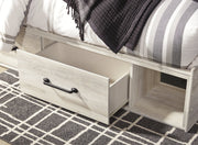 Cambeck King Panel Bed with 2 Storage Drawers with Mirrored Dresser, Chest and Nightstand in Whitewash - PKG003004