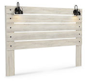 Cambeck King Panel Headboard Bed with Mirrored Dresser and 2 Nightstands in Whitewash - PKG002969
