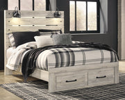 Cambeck Queen Panel Bed with 2 Storage Drawers with Dresser in Whitewash - PKG003092