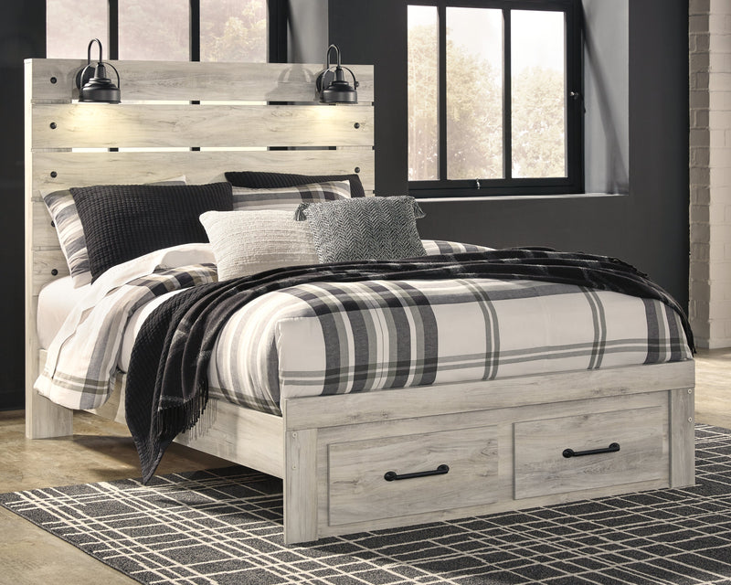 Cambeck Queen Panel Bed with 2 Storage Drawers with Dresser in Whitewash - PKG003092