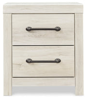 Cambeck Queen Panel Bed with 2 Storage Drawers with Mirrored Dresser, Chest and 2 Nightstands in Whitewash - PKG002998