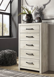 Cambeck Queen Panel Bed with 4 Storage Drawers with Mirrored Dresser, Chest and 2 Nightstands in Whitewash - PKG003023