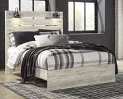 Cambeck Queen Panel Bed with Mirrored Dresser and Nightstand in Whitewash - PKG014117