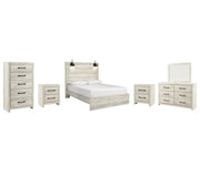 Cambeck Queen Panel Bed with Mirrored Dresser, Chest and 2 Nightstands in Whitewash - PKG003085