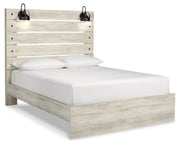 Cambeck Queen Panel Bed with Mirrored Dresser, Chest and 2 Nightstands in Whitewash - PKG003085