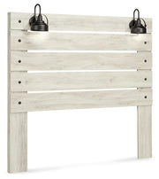 Cambeck Queen Panel Headboard Bed with Mirrored Dresser in Whitewash - PKG002958