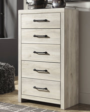 Cambeck Twin Panel Bed with 2 Storage Drawers with Mirrored Dresser and Chest in Whitewash - PKG002980