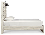 Cambeck Twin Panel Bed with Mirrored Dresser and Nightstand in Whitewash - PKG019208