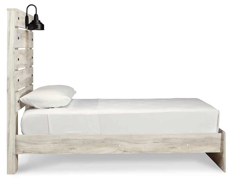Cambeck Twin Panel Bed with Mirrored Dresser and Nightstand in Whitewash - PKG019208