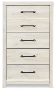 Cambeck Twin Panel Bed with Mirrored Dresser, Chest and 2 Nightstands in Whitewash - PKG003011