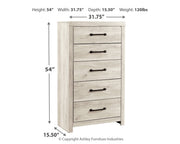 Cambeck Twin Panel Bed with Mirrored Dresser, Chest and Nightstand in Whitewash - PKG003010