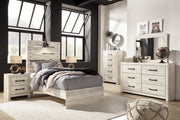 Cambeck Twin Panel Bed with Mirrored Dresser, Chest and Nightstand in Whitewash - PKG003010